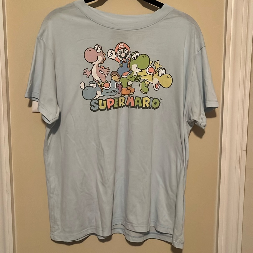 Super Mario men’s size Large light blue tshirt Toshi short sleeve